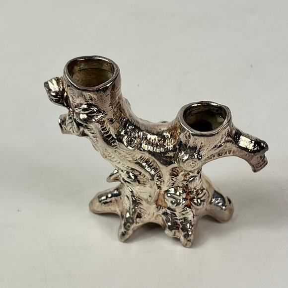 Silver Metal Bird Salt Pepper Shakers On Tree Stand Removable Vintage 911X-5 - Picture 6 of 12